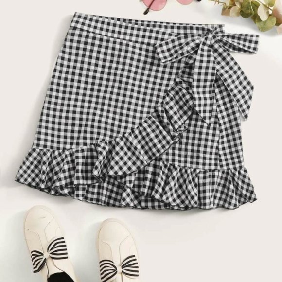 Sadie & Sage Dresses & Skirts - Sadie & Sage | Ruffle Tiered Gingham Wrap Skirt